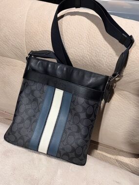 Coach Charles Signature Canvas Varsity Stripe Crossbody Messenger Bag F26068